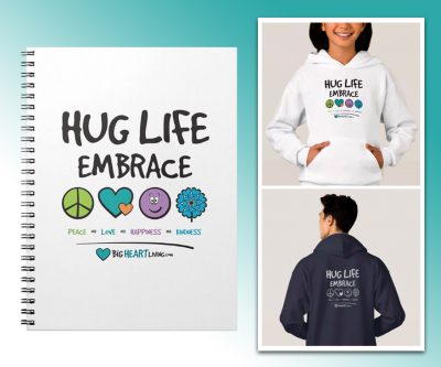T-shirt design - Hug Life Embrace Peace, Love, Happiness, and Kindness